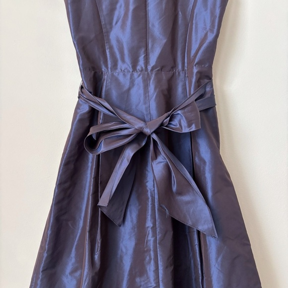 Kay Unger Silk Taffeta Midi Dress 4 Purple Ruffle Button Front - Picture 5 of 9